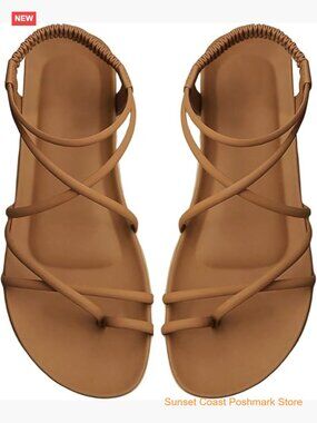 Strappy Flat Sandals Open Toe Ankle Strap Summer Beach Thong Slides Vacation